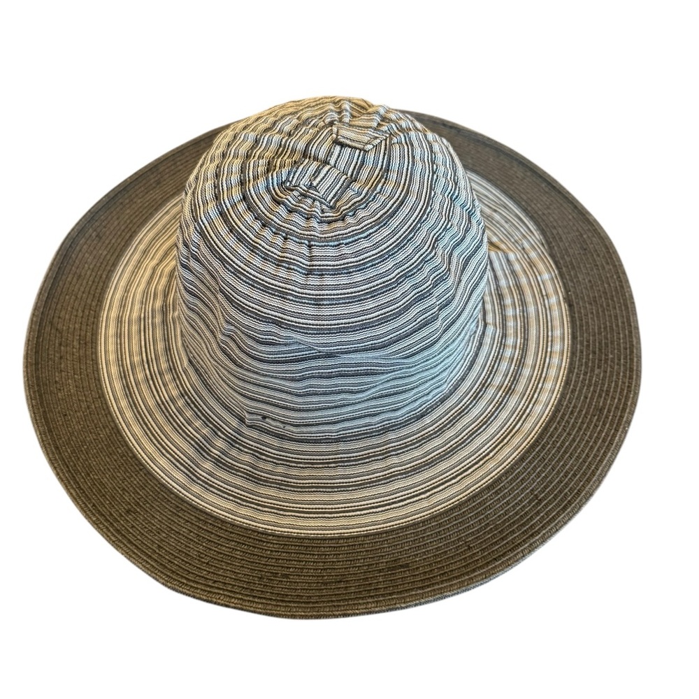 Panama Jack Striped Wide Brim Black Striped Hat - Picture 2 of 9